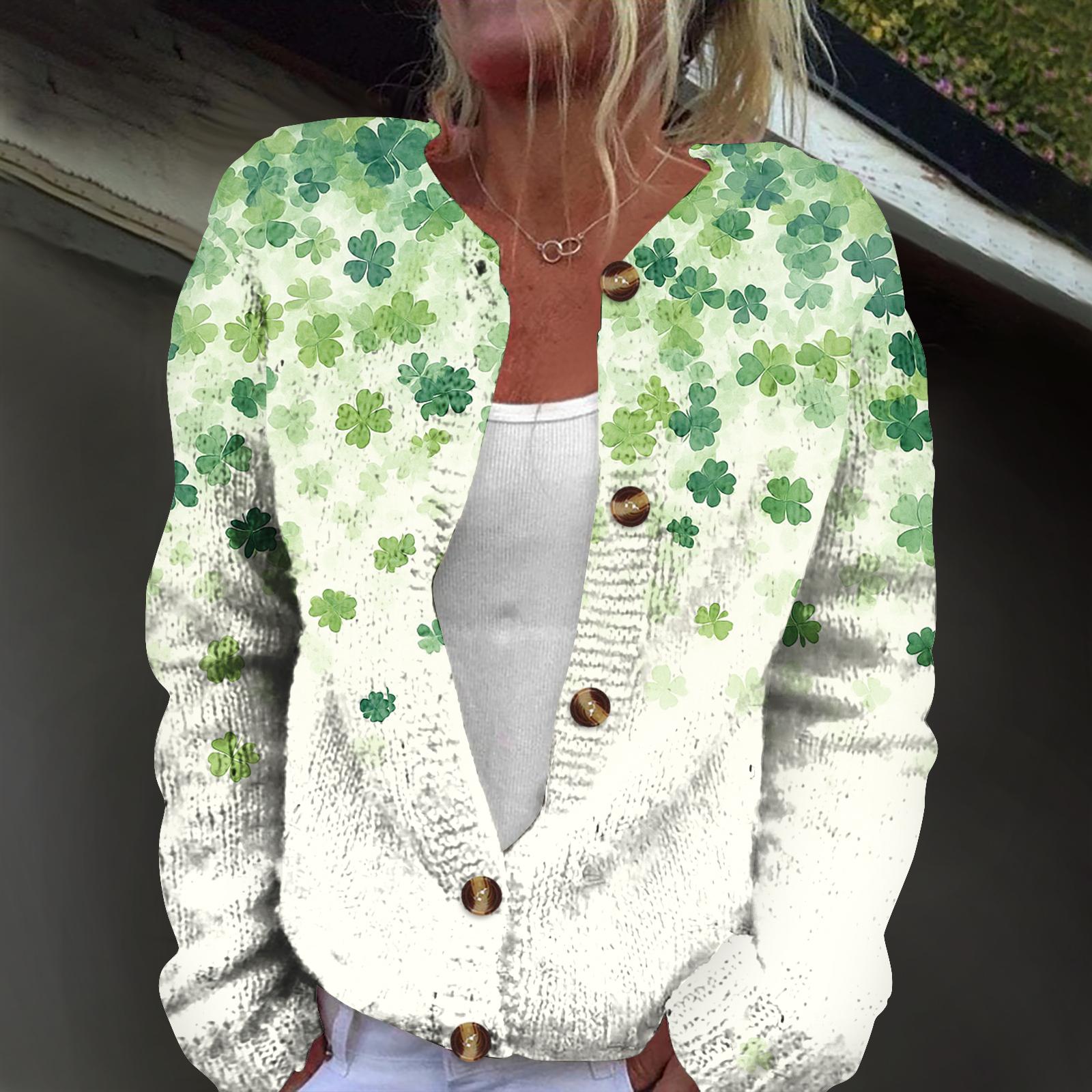 

Женский модный вязаный кардиган с принтом, с длинным рукавом, на пуговицах XL