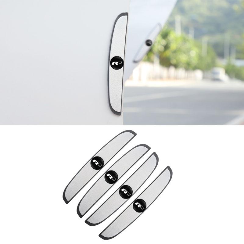 For Volkswagen n1Valve Stems Caps 1Set Car Anti-collision Strip Protector 3D Sticker Decoration Accessories For Volkswagen VW RLine R Golf Amarok