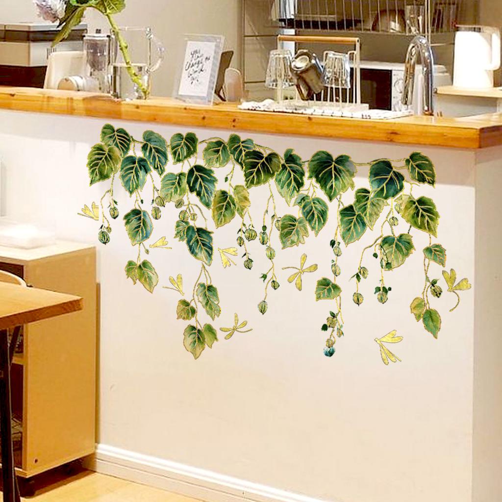 Hand-Painted Potted Vines, Ginkgo Biloba Leaves, Bronzing Wall Stickers To Decorate Children'S Room, Bedroom Background, Self-Adhesive Wall Stickers