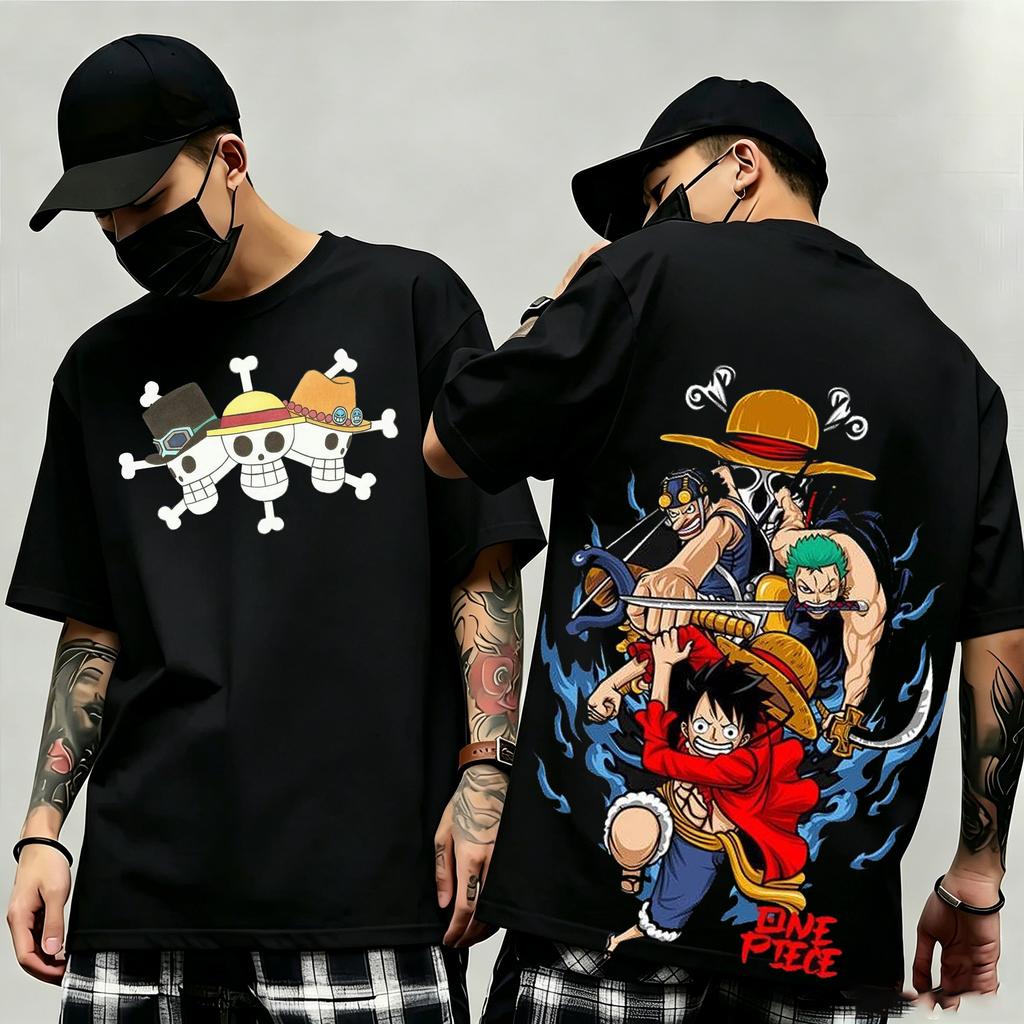 Summer New Arrival One Piece Pattern Tshirt Unisex Anime Print Casual Shortsleeved Fashionable Streetwear Top Y2k Style