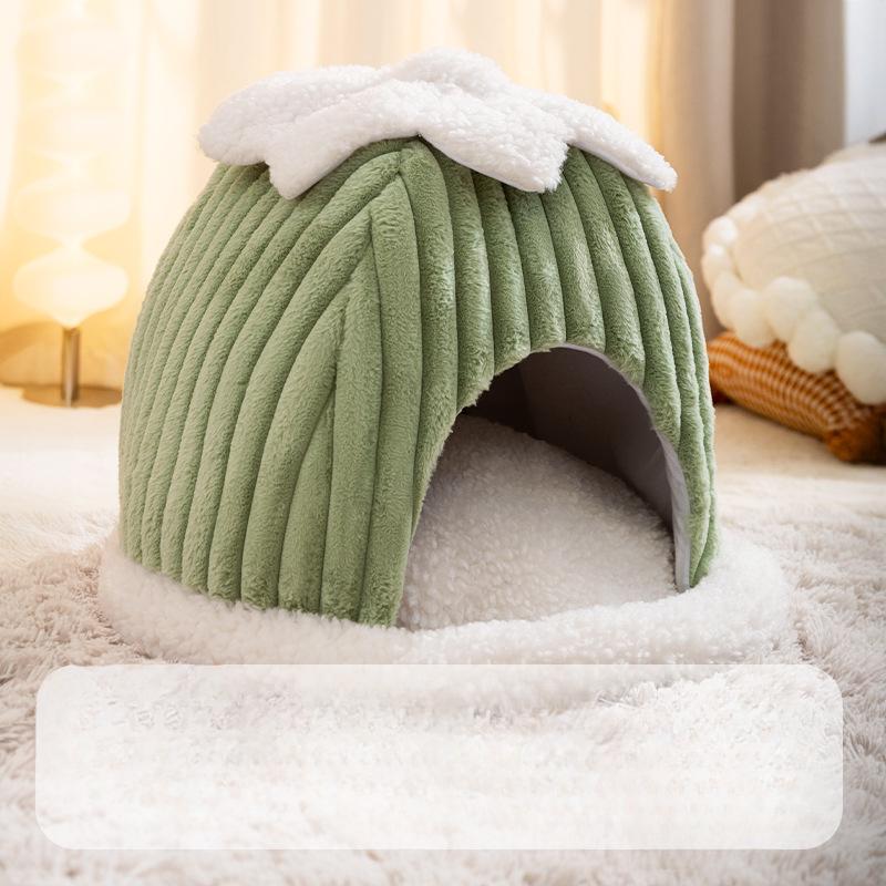 

Осенне-зимнее арктическое иглу для кошек, теплое и утолщенное гнездо из тыквы, закрытый ветрозащитный домик для домашних животных для собак M: 45 * 45 * 40cm