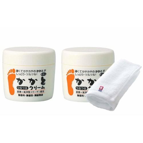 Azuma Shoji [Price: Same, Includes Imabari Towel] Heel Smoothing Cream, 100g X 2 Pack, Fragrance-Free / For Dry, Hard Heels, Knees, and Other Dead Ski