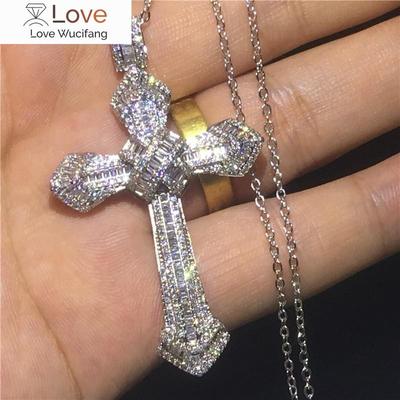 Collier pendentif croix en zircon brillant haut de gamme tendance pour hommes et femmes