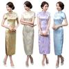 Traditional Chinese Women Long Cheongsam Bridesmaid Short Sleeve Evening Dress