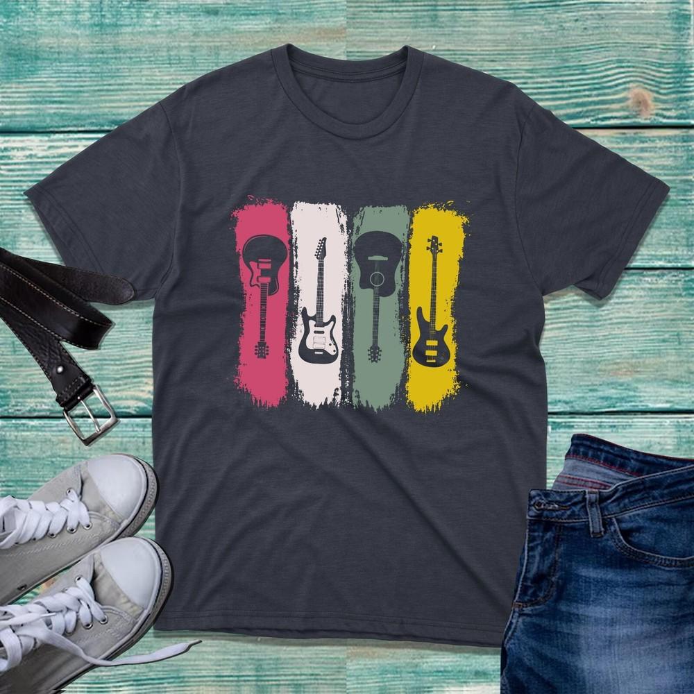 Vintage Guitars Musician Tshirt Guitar Lover Electric Guitarist Unisex Gift Top