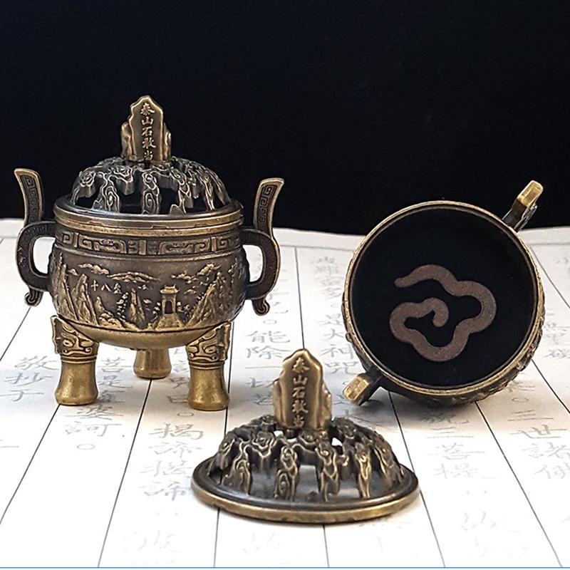 Taishan Stone Guardian Three-Legged Incense Burner Bowl Incense Holder With Handle Yoga Meditation Home Decor Ancientstyle