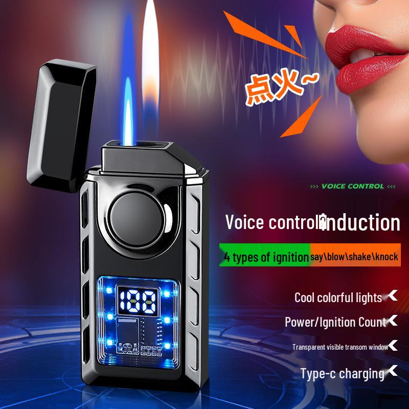 Authentic Voice-Controlled Windproof Double-Flame Lighter - Personalized Gift Trend