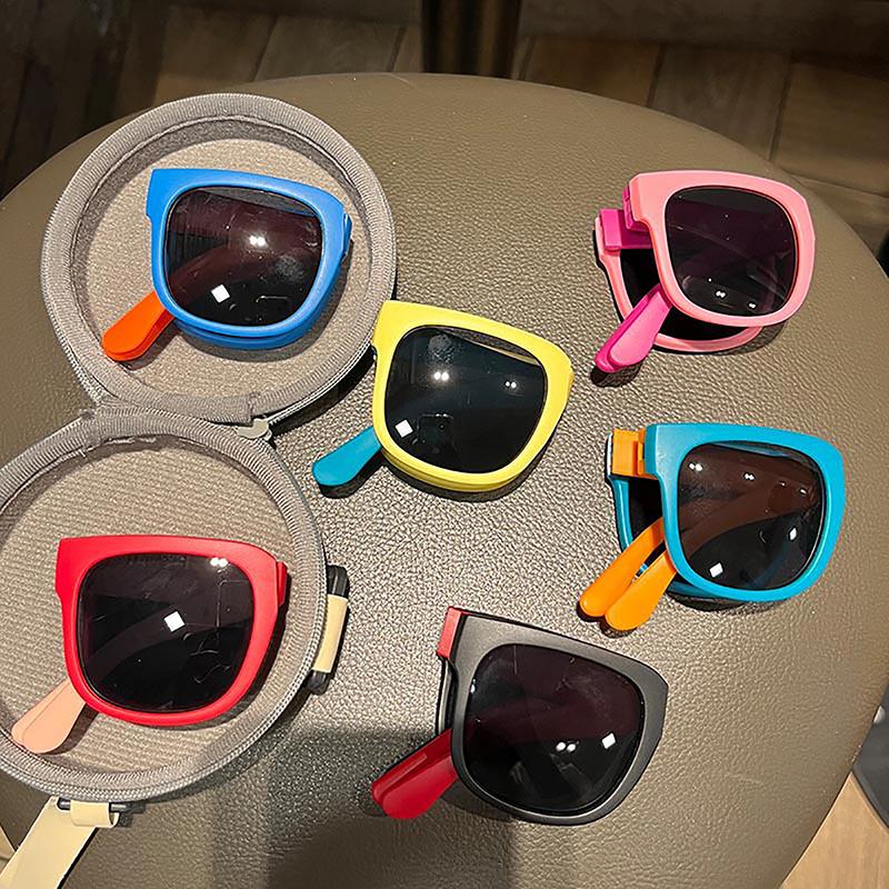 Kids Outdoor Foldable Sunglasses Baby Boys Girls Travel Goggle Shades Eyewear Vintage Square Frame Uv Sun Glasses For Childre