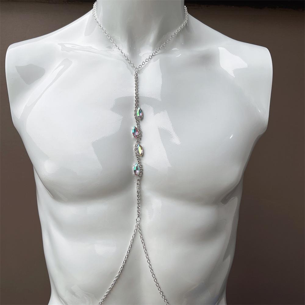 New Chest Chain, Fashionable White Diamond Colored Diamond Chest Rest, Sexy Rhinestone Body Chain Accessories Women'S Body Chain