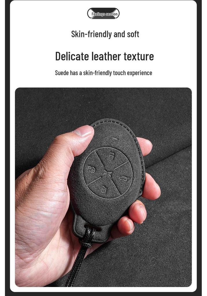 Alcantara Key Case for XPeng Models: P7, P7i, P5, G9, G6, G3, and G3i - Full Coverage with Buckle