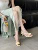 Sandals Spring Square Toe Thin Heel High Heel Elegant French Style FashionOne-Strap Thin Belt Flower Open Toe Women's