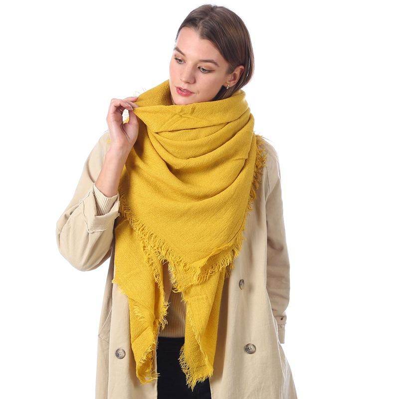 140cm Square Soft Women Scarf Solid Color Winter Warm Shawl Hijabs Blanket Wrap Pashmina Neckerchief Echarpe Bufanda Scarves