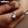 WOSTU 925 Sterling Silber Eisblauer Schmetterling Verstellbarer Ring Damen Feueropal Stein Insekt Exquisite Partyringe Hochzeitsgeschenk