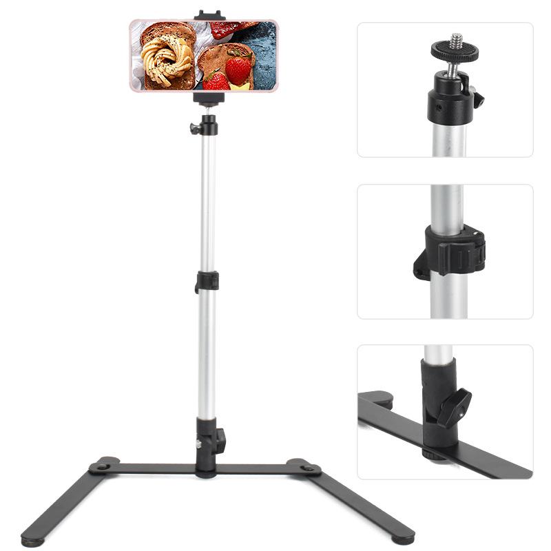 Multi-Angle Adjustable Aluminum Phone Stand for Overhead Shots and Live Streaming