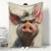 Interesting Pig-themed Pattern Flannel Printed Blanket Suitable for All Seasons Suitable for Living Room Office Sofa and Travel