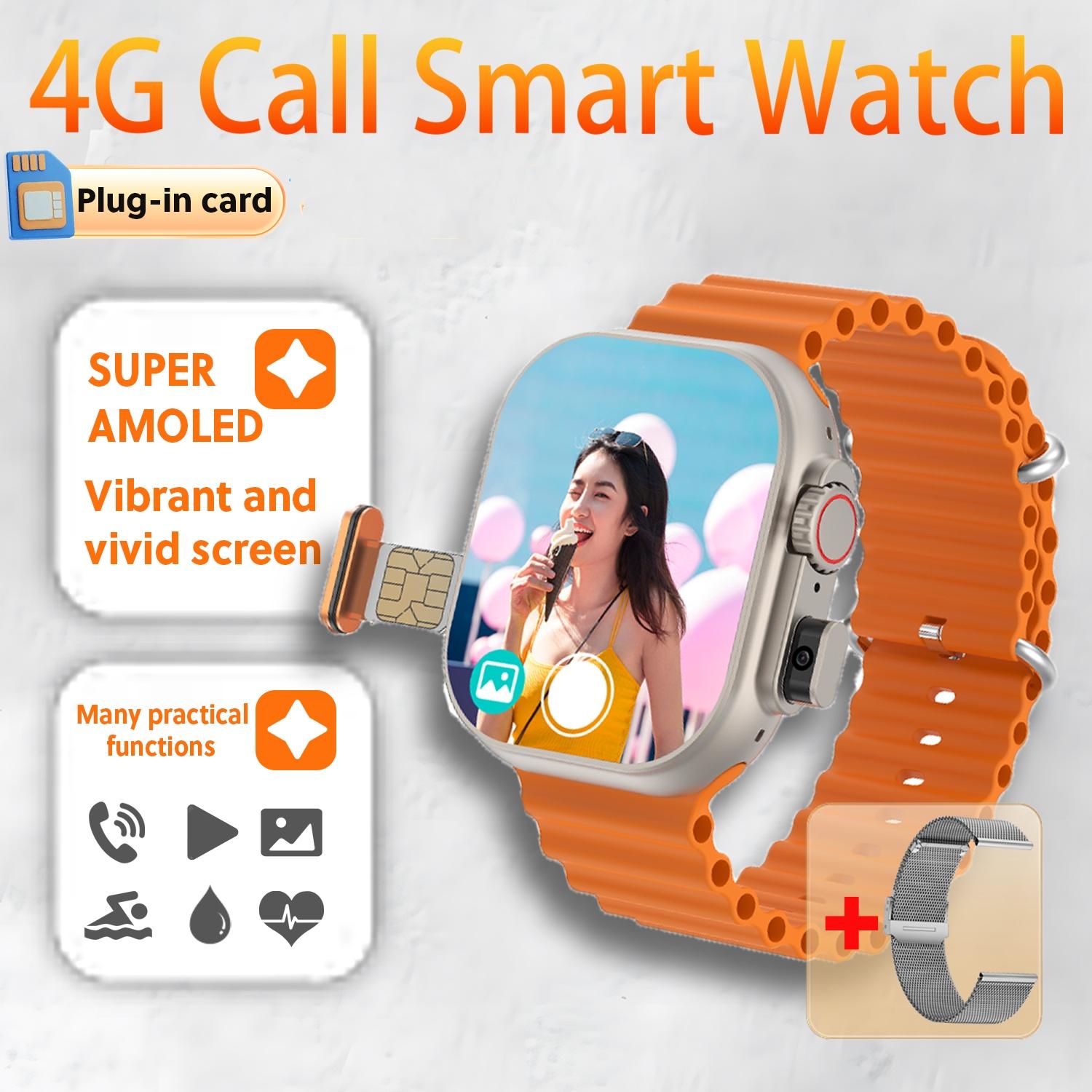 

Умные часы T83 Pro с поддержкой 4G SIM-карты, сотовой сети, камеры, спортивного режима, загрузки приложения для часов, Bluetooth-смарт-часы Milanese package оранжевый