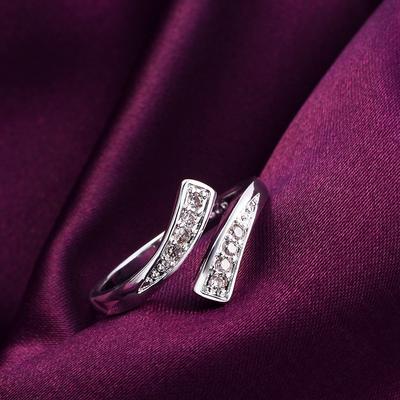 Fine   Copper Luxury Crystal Ring For Women Adjustable Size Fashion Party Wedding Engagement Jewelry Couple Gifts