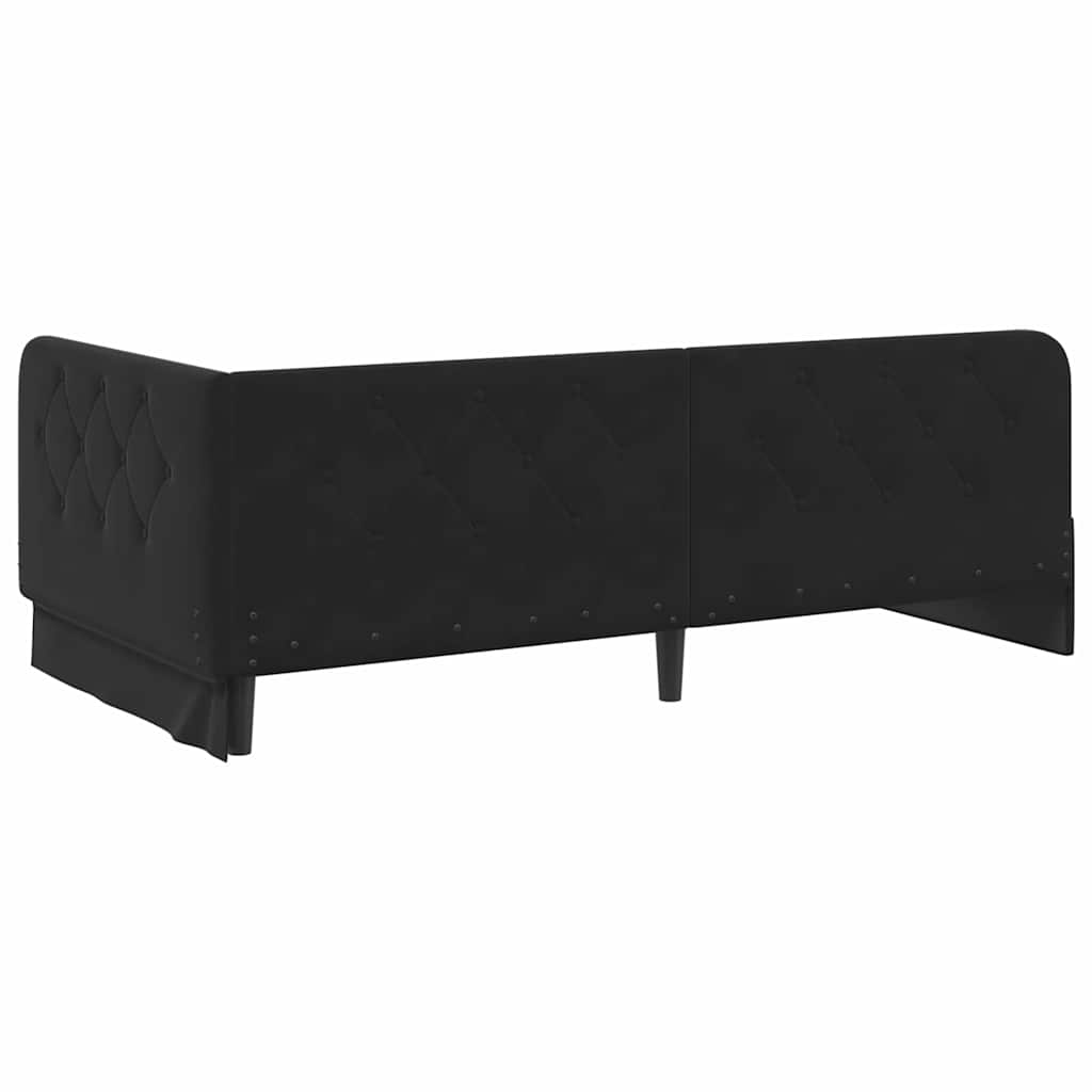 L Shaped Corner Bed Frame Black 90 X 190 Cm Velvet