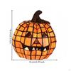 Spooky Stained Glass Pumpkin Lamp | Compact Tabletop Size, Warm Illuminated Glow, JackO'Lantern