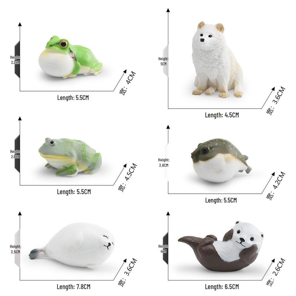 Children's Cognitive Simulation: Wild Animal Models - Rain Frog, Clown Frog, Otter, Seal, Pufferfish, Raccoon, Cat Ornament