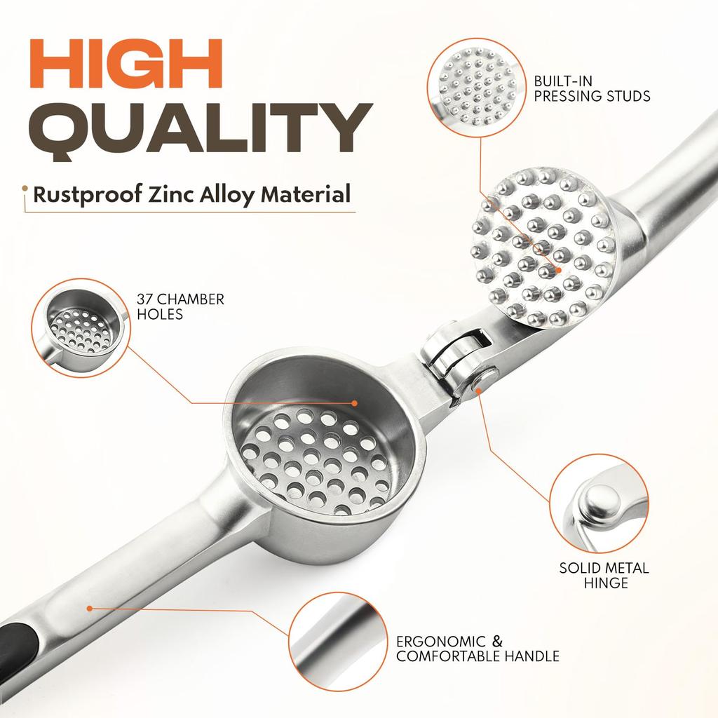 Premium Garlic Press Stainless Steel Garlic Mincer Easy CleanManual Garlic Press Professional Garlic Mincer Grinder Kitchen Tool