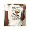 Tamanho Europeu Feminino Camiseta Casual - Estampa Divertida de Pato Anime "A Velhice Me Deixou Lento" Design, Top Macio Respirável com Gola Redonda Manga Curta