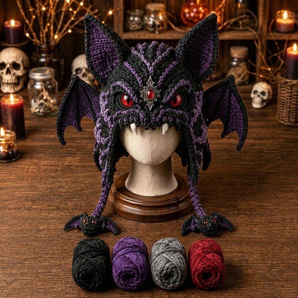 Warm Halloween Crochet Hood Kit for Adults Handmade Halloween Animal Hat Halloween Party