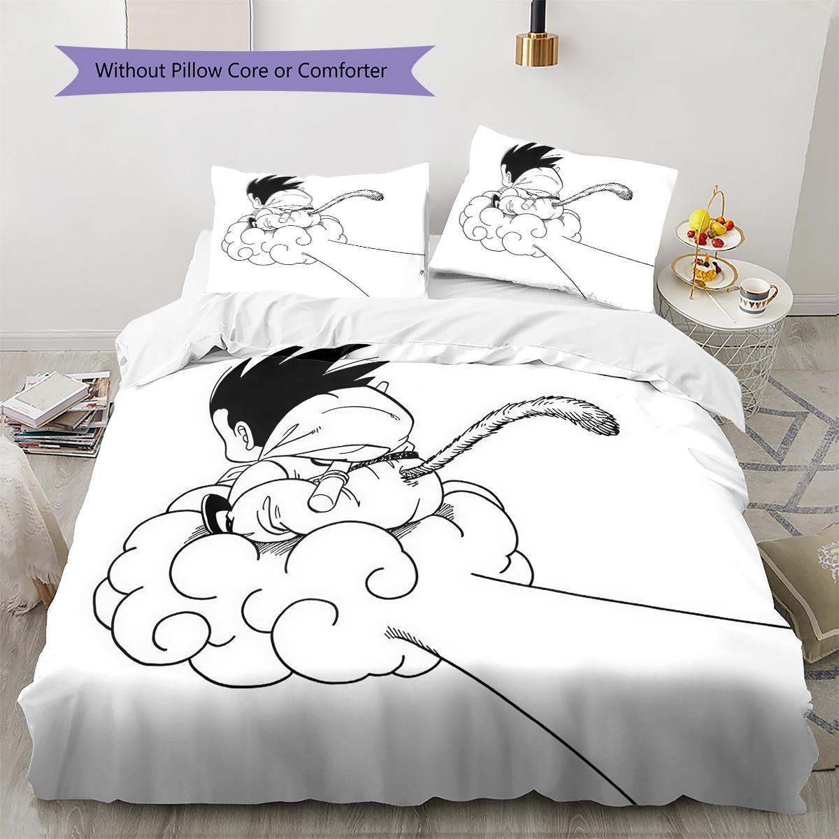 

Cute Cartoon Son Goku Pattern Bedding,Quilt Set Quilt Cover Pillowcase Home Birthday Gift (1 * duvet cover + 2 * pillowcase, without core) 135x200cm