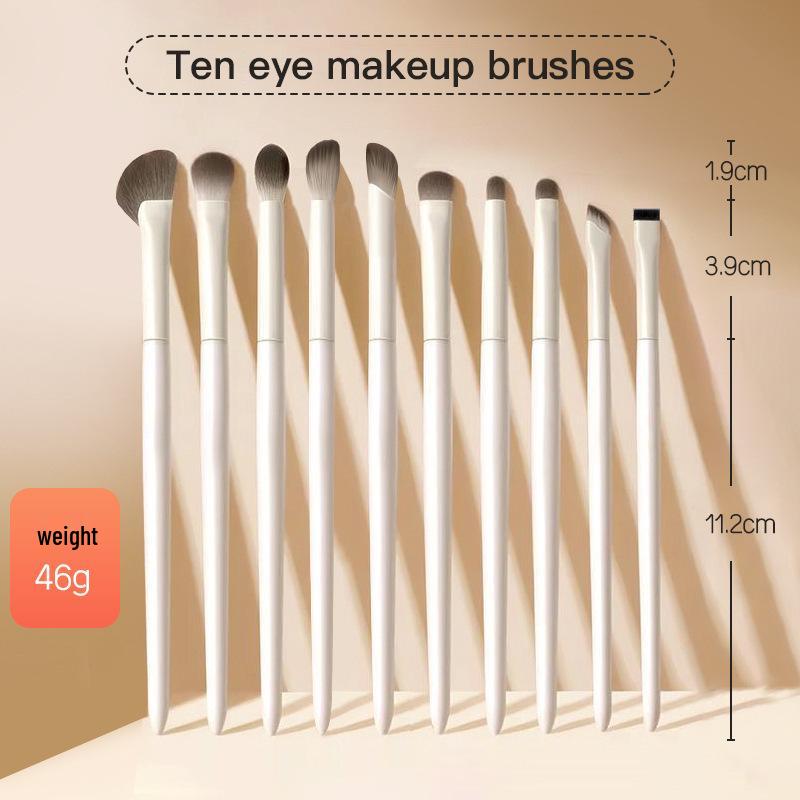 10-teiliges Cloud Porzellan Lidschatten- & Concealer-Pinselset mit weichen Borsten