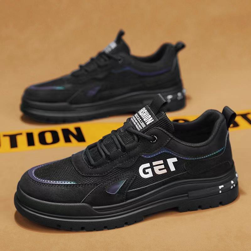 Men's Shoes 2024 New Summer Outdoor Mountaineering Platform Sports Mesh Breathable Labor Insurance Work Wear-resistant Casual Board Shoes