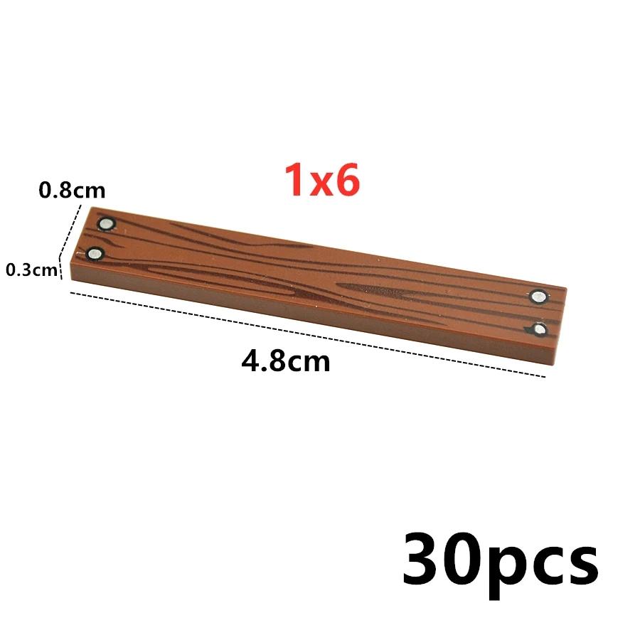 MOC Tile Smooth Printed 1x1 1x4 1x6 2x2 Assemble Particles 2431 3068 Flat Wood Grain Pattern Traffic Warning Bricks Accessories