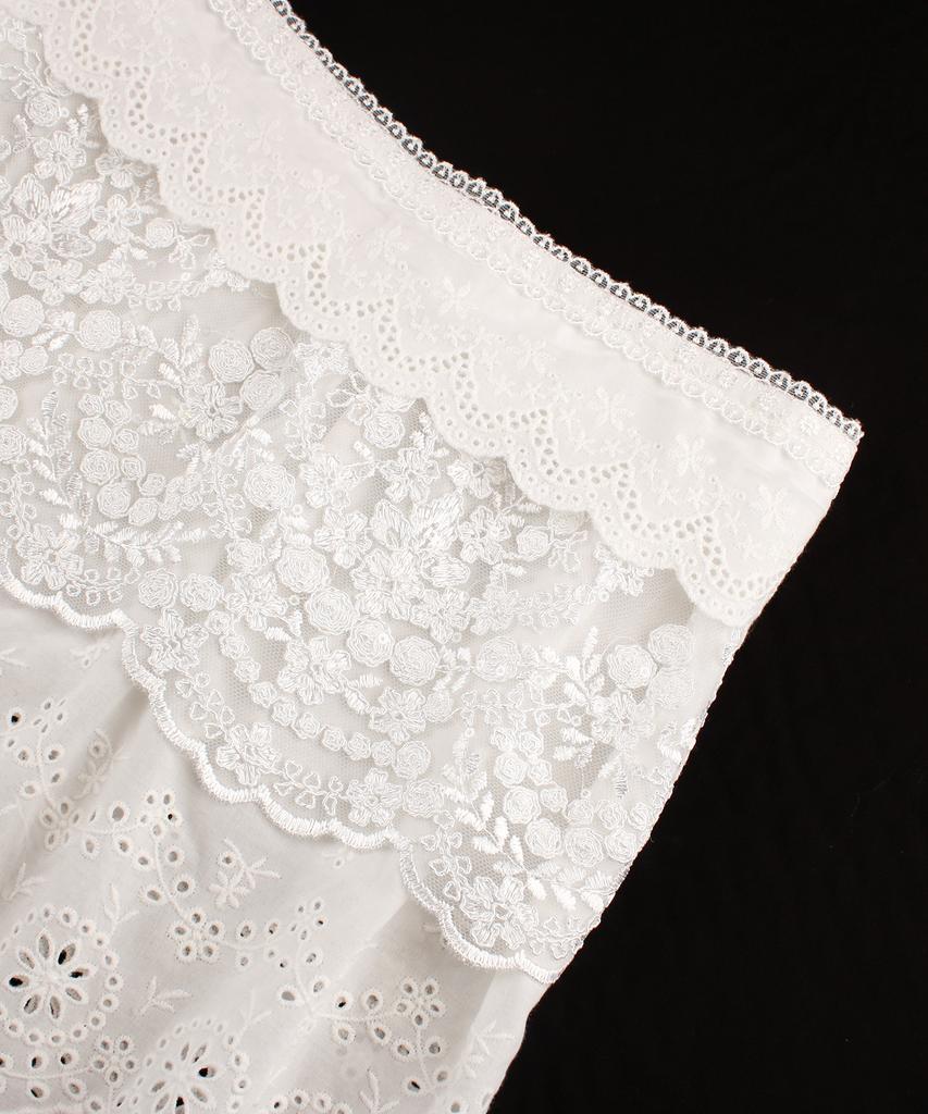 Rubati Heidi Frill Lace Mini Wrap Apron White