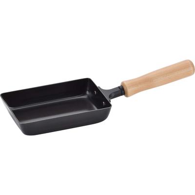 Wahei Freiz Tsubame-Sanjo Made Iron Frying Pan for Egg Rolls, 9.5 X 15 Cm, Wooden Handle, IH and Gas Compatible, Made In Japan, Chitose CS-012