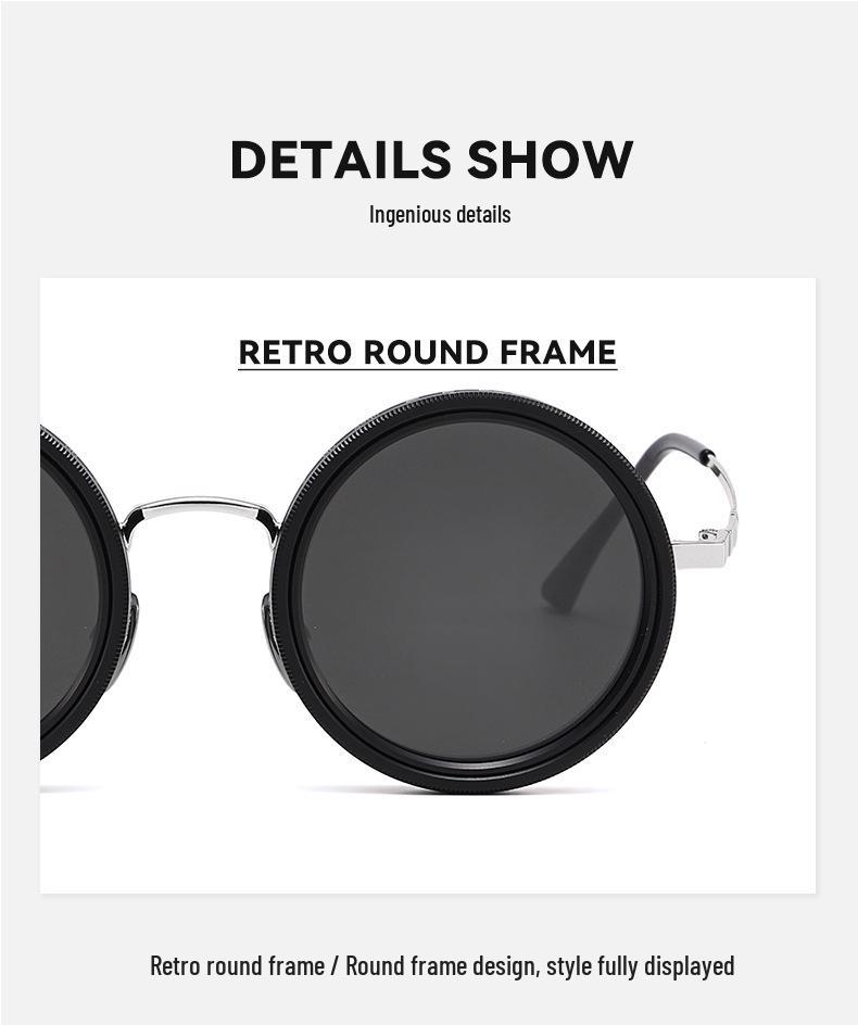 Nastavitelné polarizované sluneční brýle: Unisex Punkový Styl, Lehký Kulatý Rám, Redukce Světla s Otočným Filtrem Úrovně ND9