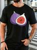 Unisex Short Sleeve T Shirt Fresh Fig Fruit Graphic Tee Cartoon Print Tops Summer Soft Cotton Casual Street Wear For Adult Male