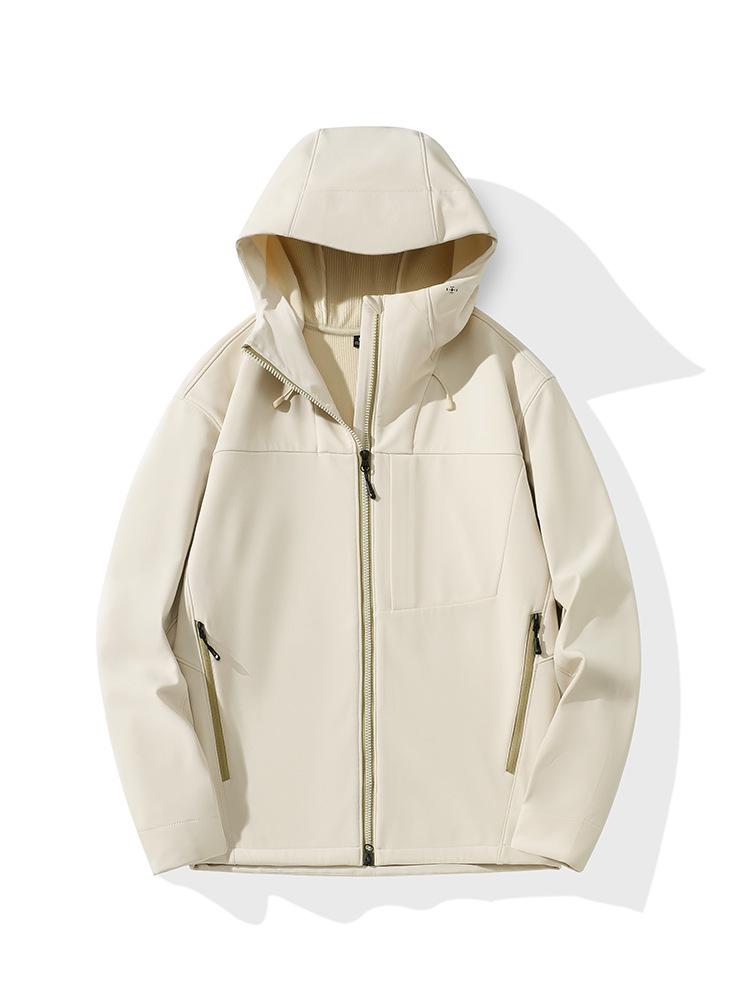 Unisex Waterproof Soft Shell Trekking Jacket with Fleece Lining and Hood for Outdoor Sports