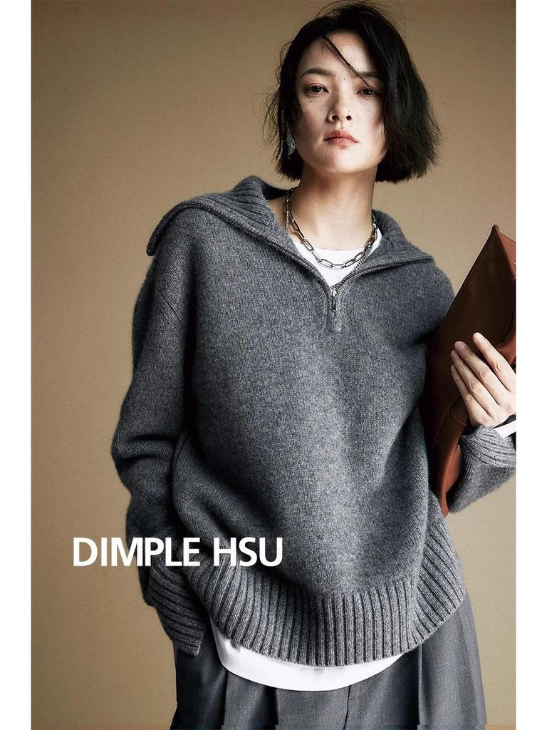 2025 Women's Plus Size 100% Wool Wheat Ear Pattern Knit Sweater - Stylish Autumn/Winter Base Layer