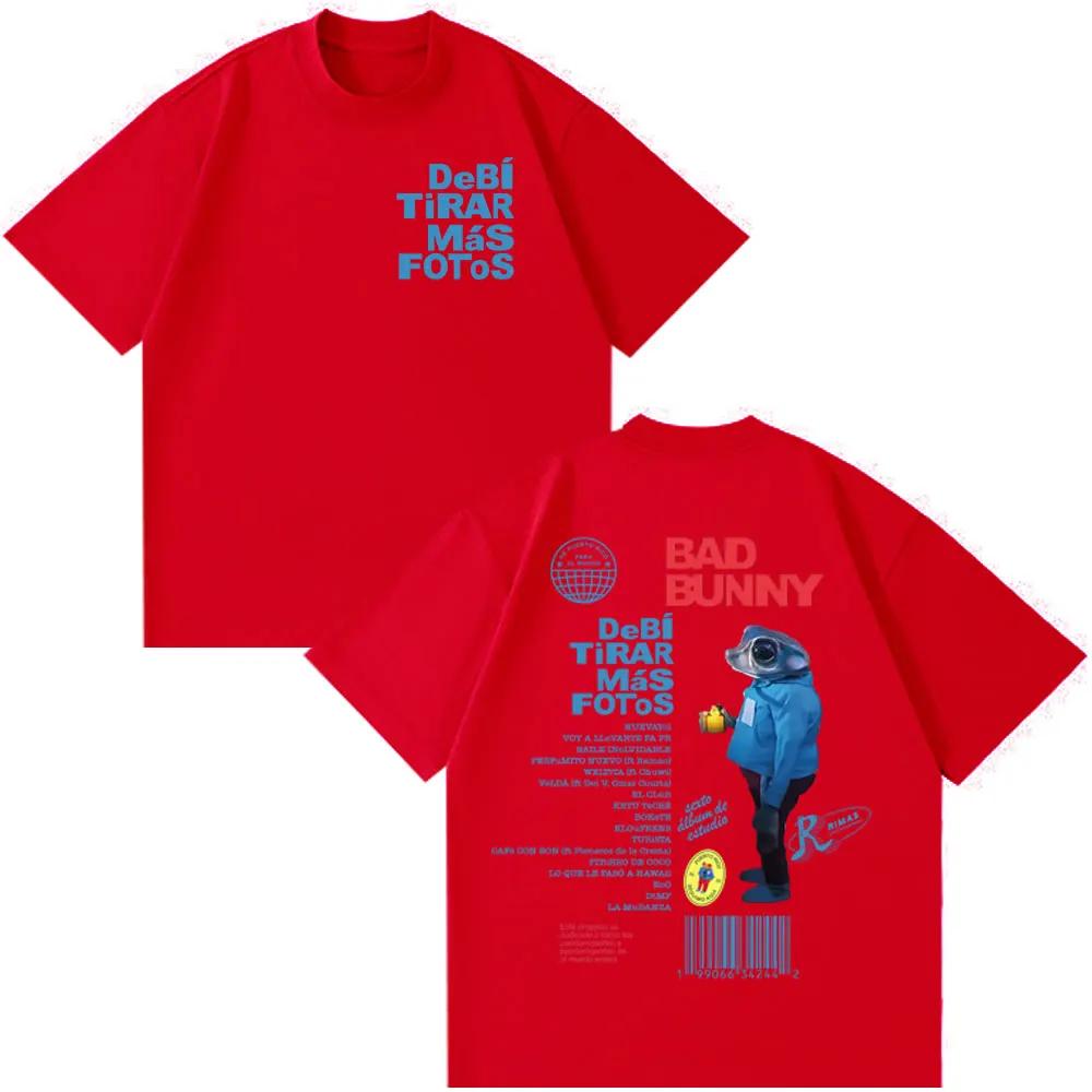 Rapper Bad Bunny Tour Album Merch T Shirts Debi Tirar Mas Fotos DTMF Graphics Tshirts Unisex Hip Hop Oversized Cotton Tshirt