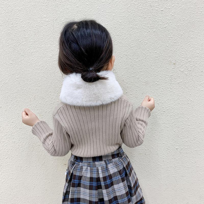 Cute Winter Scarf For Children Faux Fur Plush Collar Dot Kids Girl Scarves Warm Thick Solid Color Snow Outdoor Neck Warmer