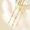 Vintage Temperament Collarbone Chain Stainless Steel Cross Notre Dame Beaded Y-Shaped Necklace Jewelry Nc-2104