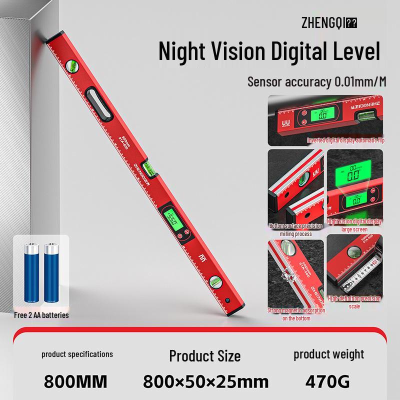 High-Precision Digital Magnetic Spirit Level with Cast Aluminum Edge