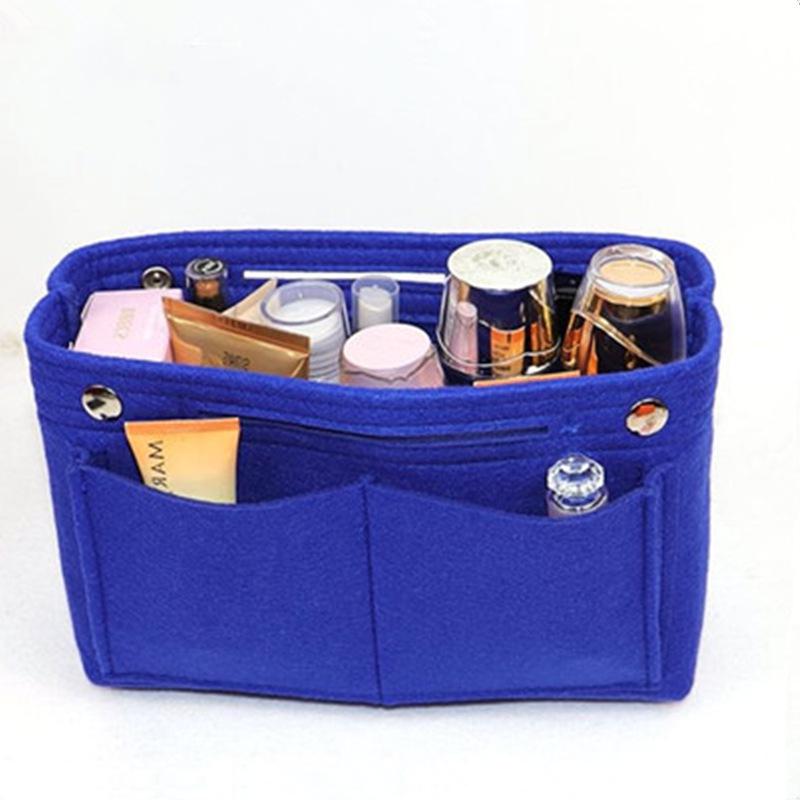 Multifunctional Women's Travel Felt Cosmetic Bag with Snap Closure, Large Capacity for Storage