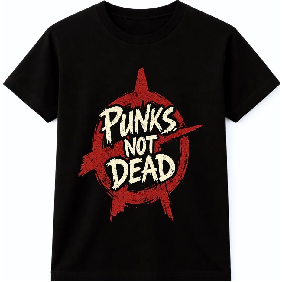 Панк-рок футболка Punks Not Dead Звезда Анархии Графическая футболка Альтернативная музыка Топ S