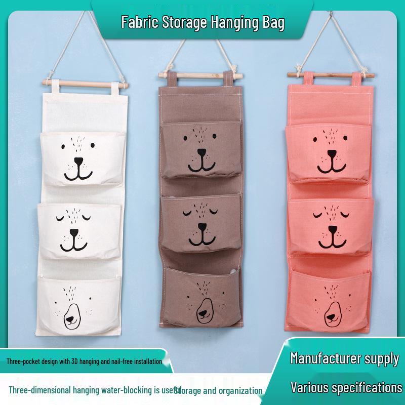 Waterproof Wall-Mounted Fabric Storage Bag for Bedside or Dorm Room