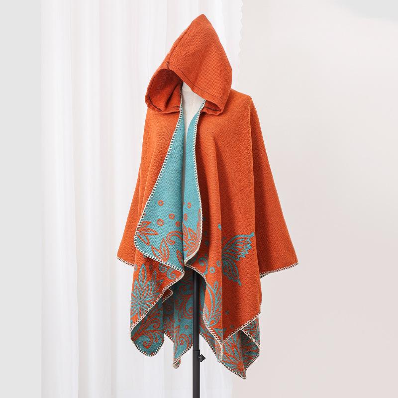 

Winter Women Scarf Hooded Layers Poncho Elegant Lady Print Wrap Shawl Warm Scarve Capa Para Mujer Pashmina Cloak Christmas New One Size& 8Y