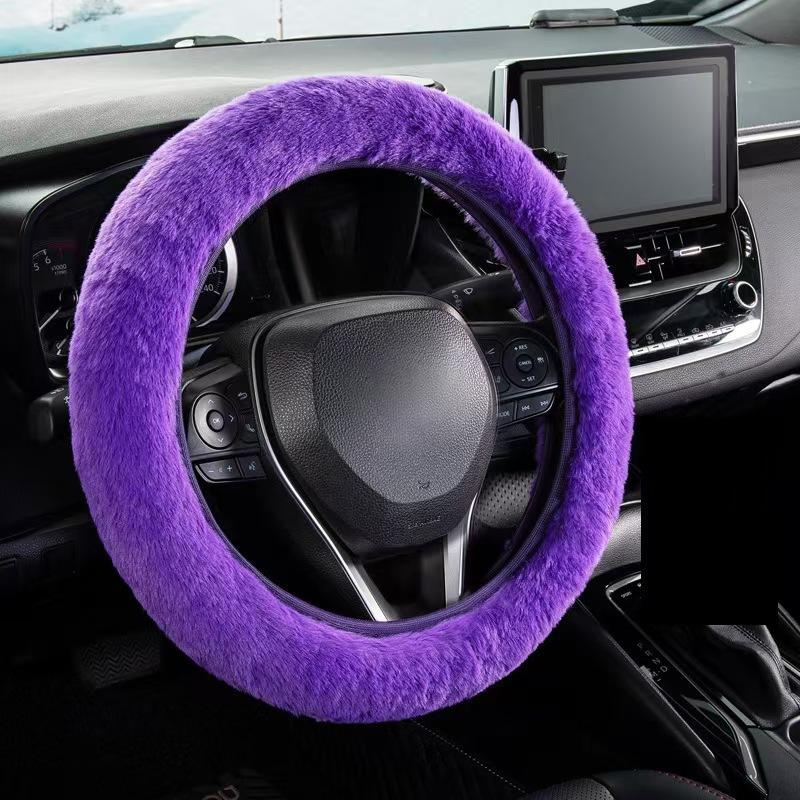 Modish Universal Car Accessory Charm Warm Long Soft Plush Car Steering Wheel Cover