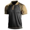 Maglietta POLO casual da uomo, colletto polo, cerniera, manica corta, moda, verde mimetico, uomo
