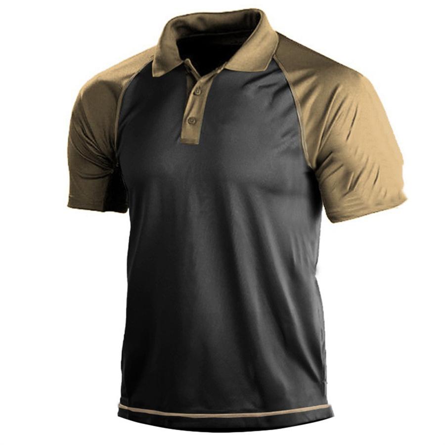 Maglietta POLO casual da uomo, colletto polo, cerniera, manica corta, moda, verde mimetico, uomo