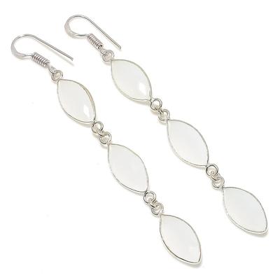 Chalcedon Edelstein 925 Sterlingsilber Schmuck Ohrring 3,31"