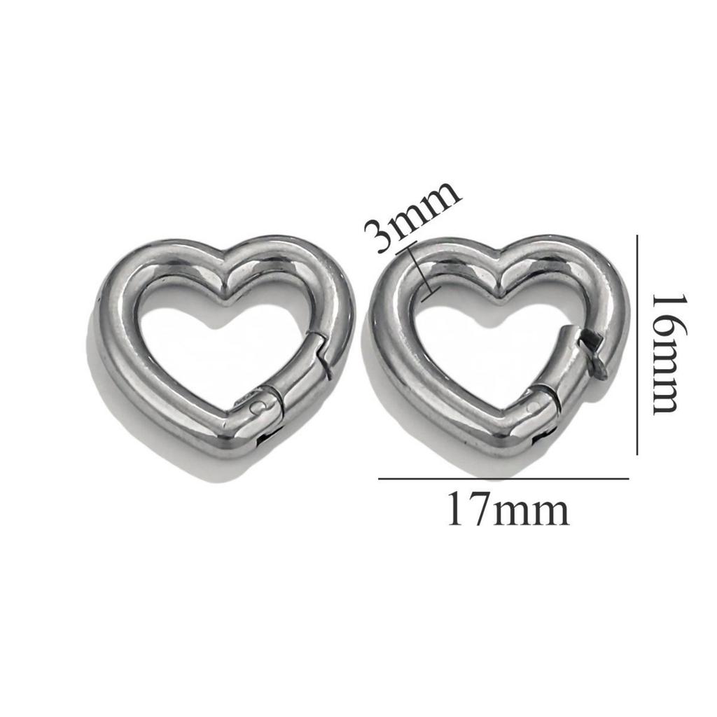304 Stainless Steel Bolt Spring Ring Clasps Polished Heart Circular Connector DIY Necklace Jewelry Making Lobster Buckle, 1Piece